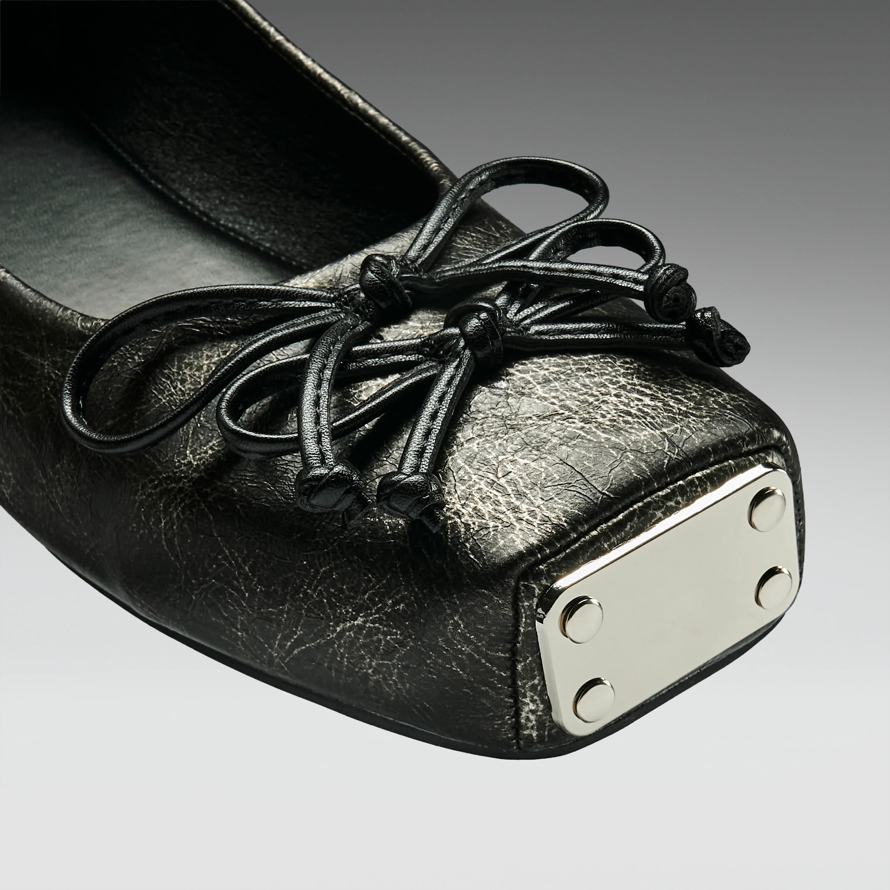 Blithe Metal Toe Ballet Flats- Cracked Grey- PRE ORDER - Image 3