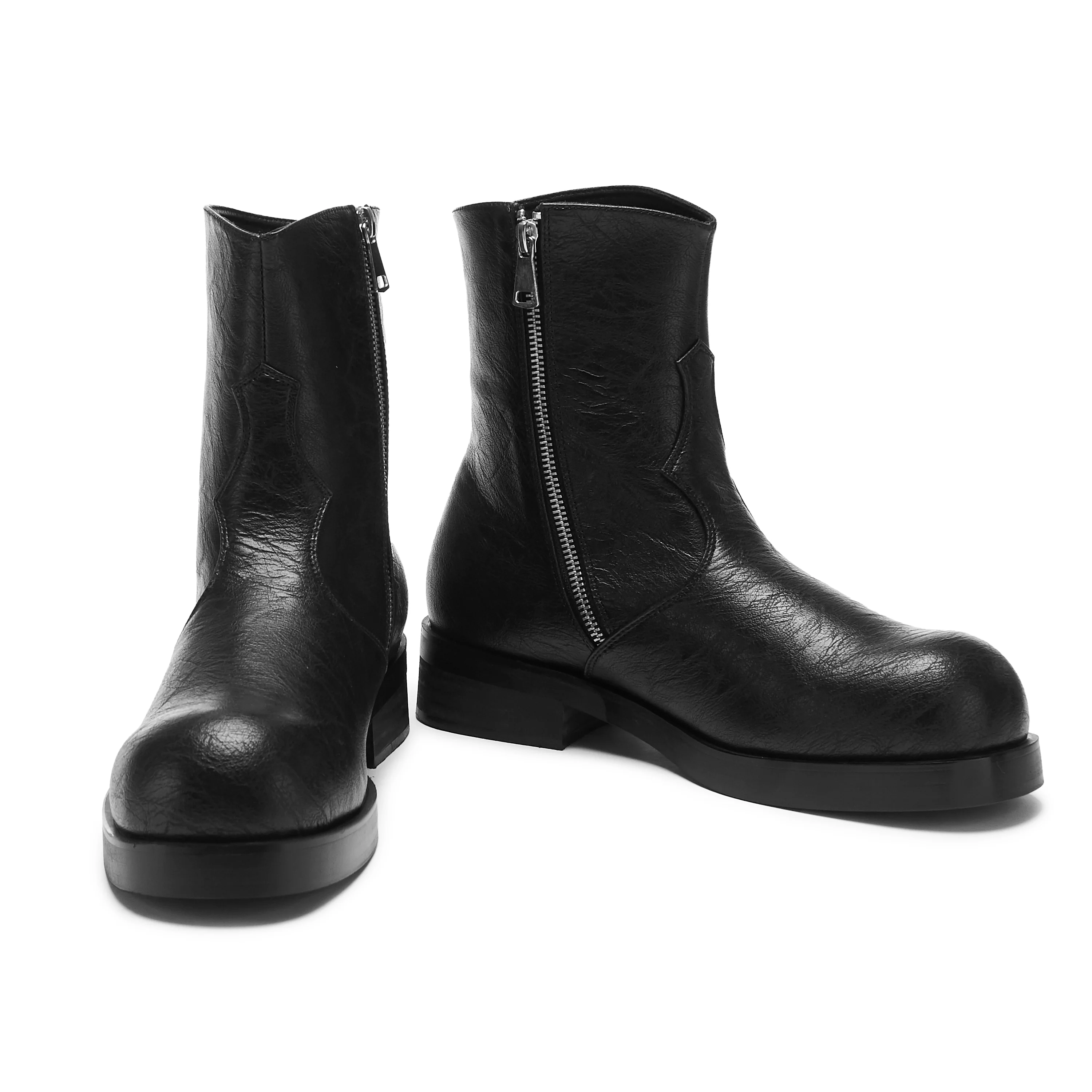Fateless Men's Stacked Biker Boots - Vintage Black - Image 5
