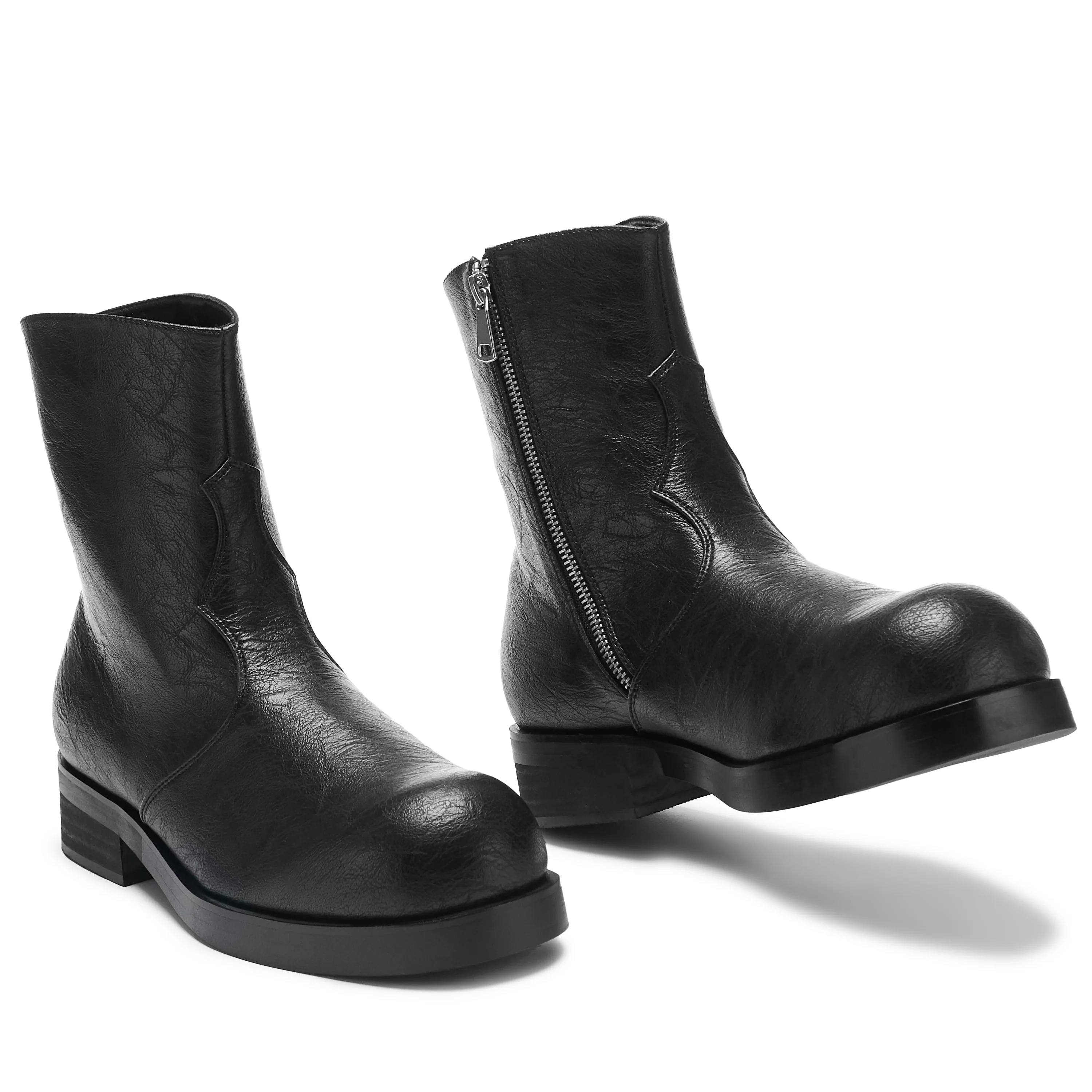 Fateless Men's Stacked Biker Boots - Vintage Black - Image 6