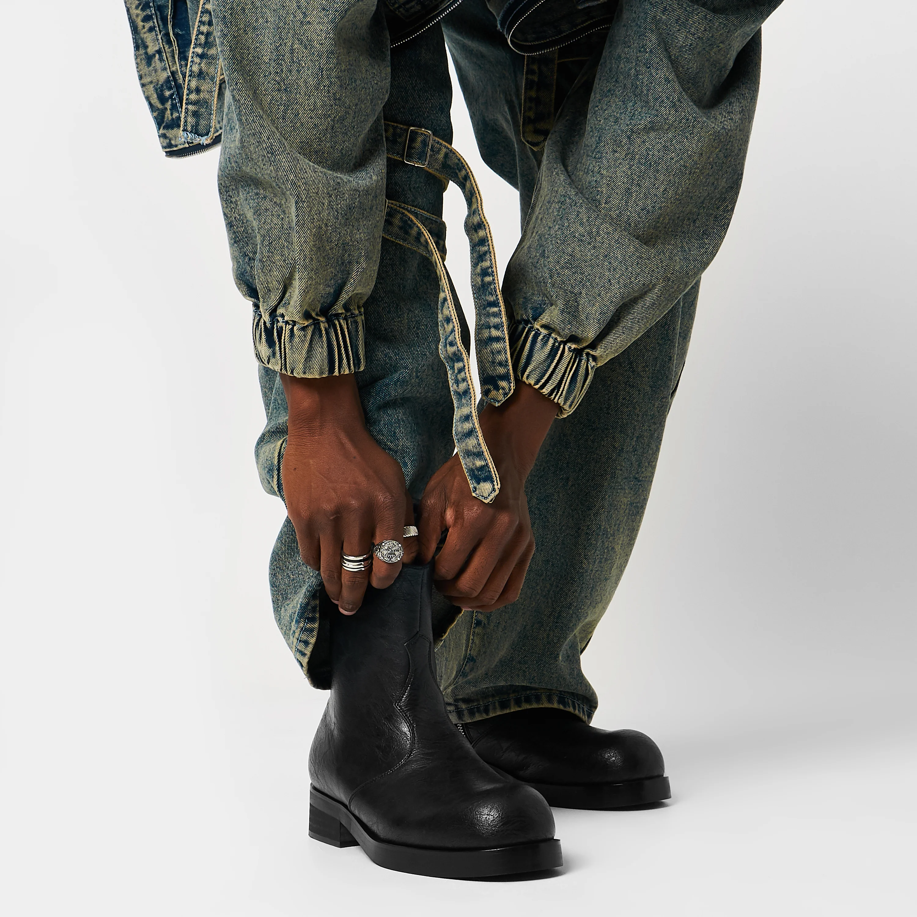 Fateless Men's Stacked Biker Boots - Vintage Black - Image 7