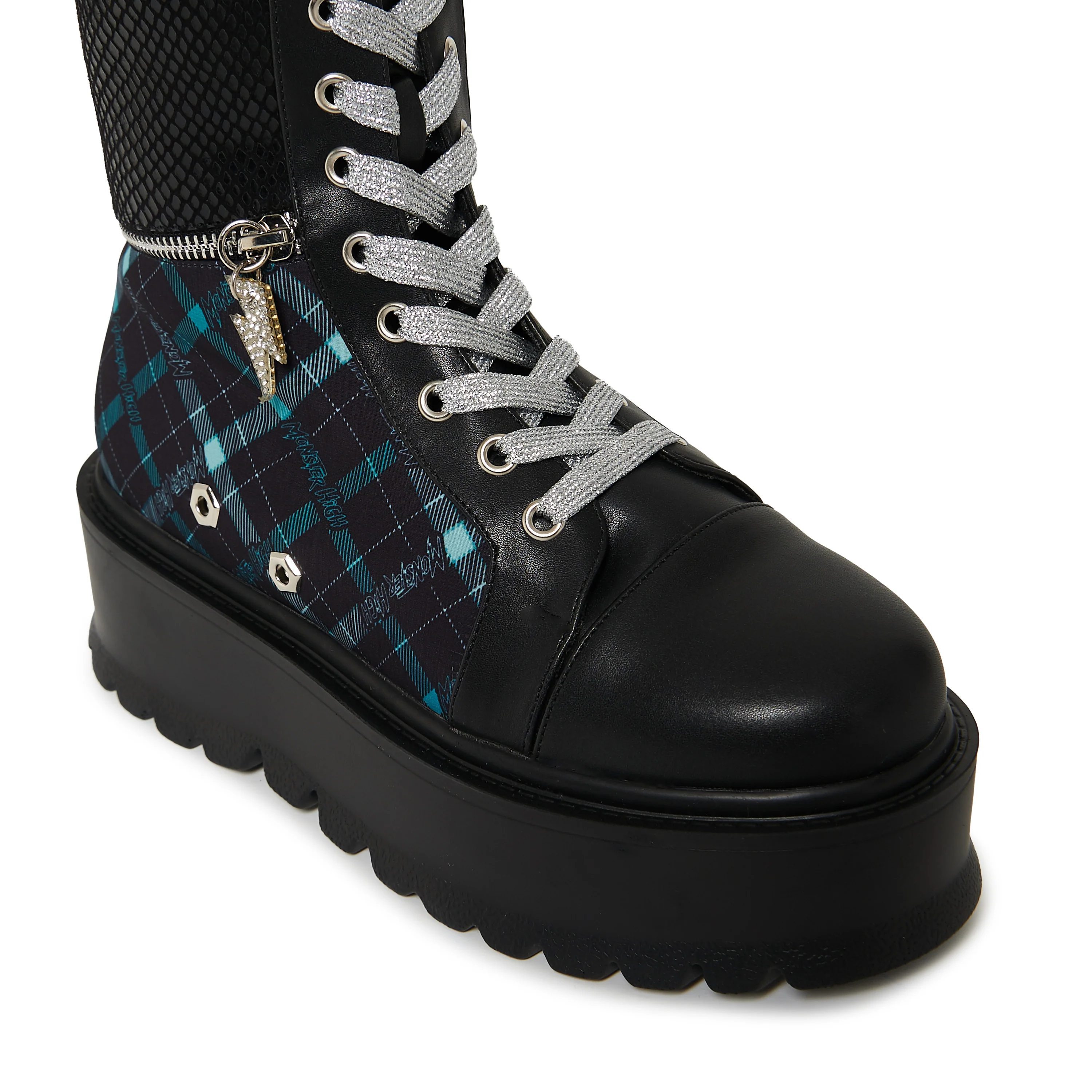 Frankie Stein Firecracker Long Platform Boots - Green - Image 4