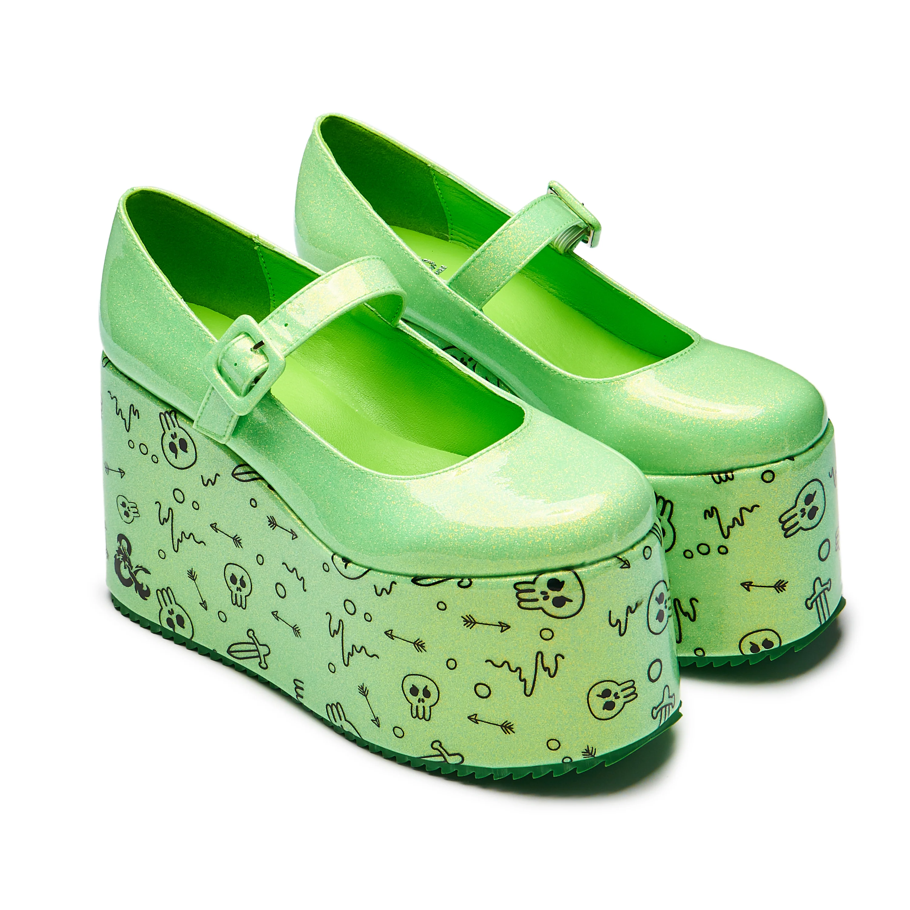 Glabagool Gelatinous Cube Wedge Mary Janes - Green - Image 5