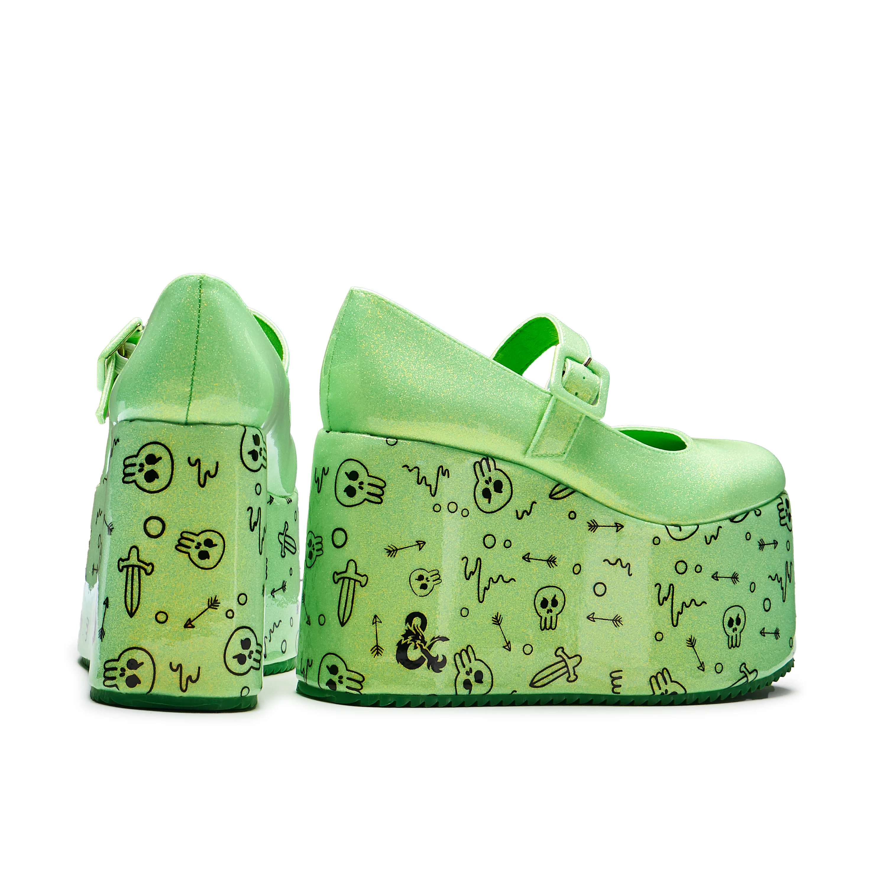Glabagool Gelatinous Cube Wedge Mary Janes - Green - Image 7