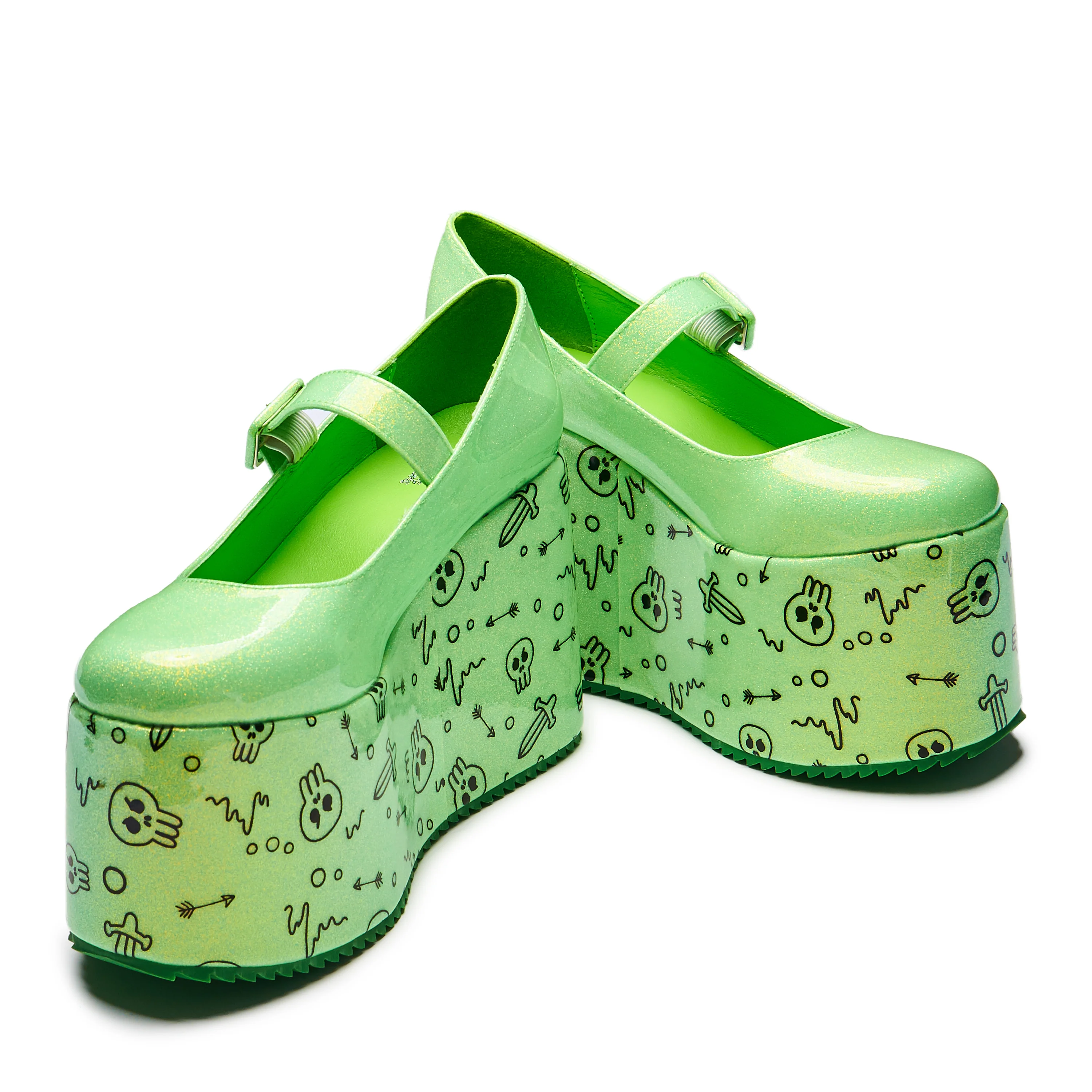 Glabagool Gelatinous Cube Wedge Mary Janes - Green - Image 9