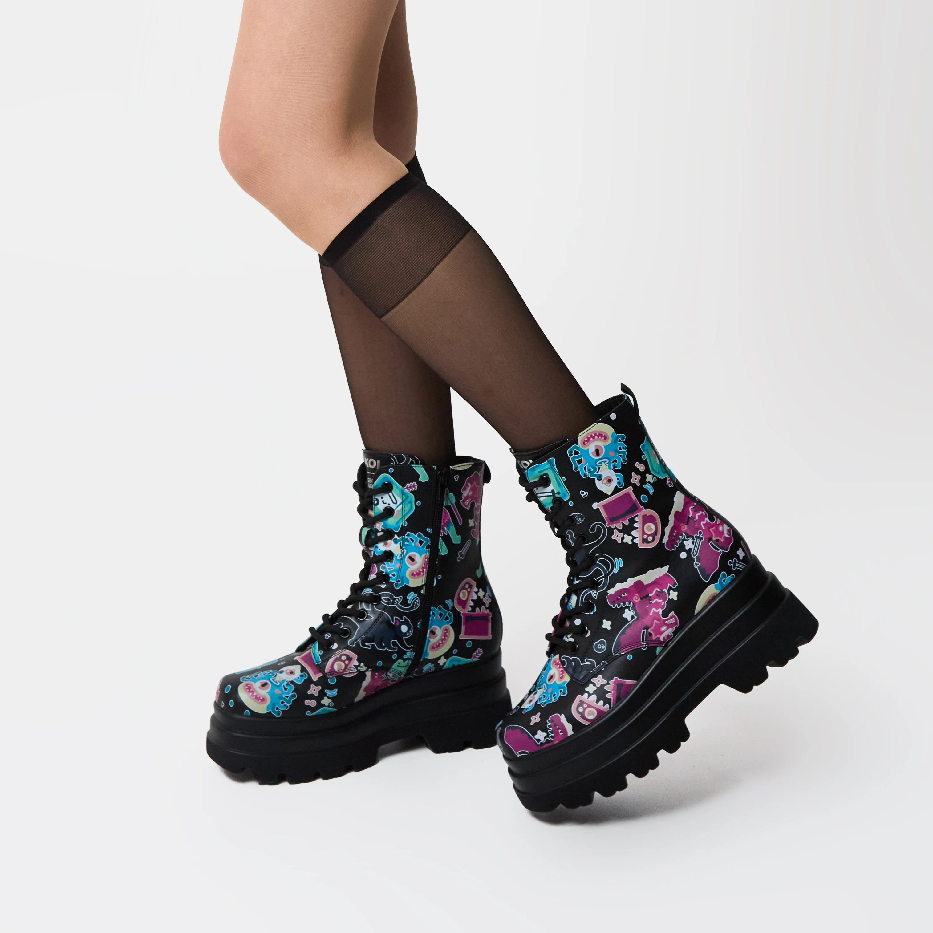 L’otta Monsters Trident Platform Boots - Black Multi - Image 3