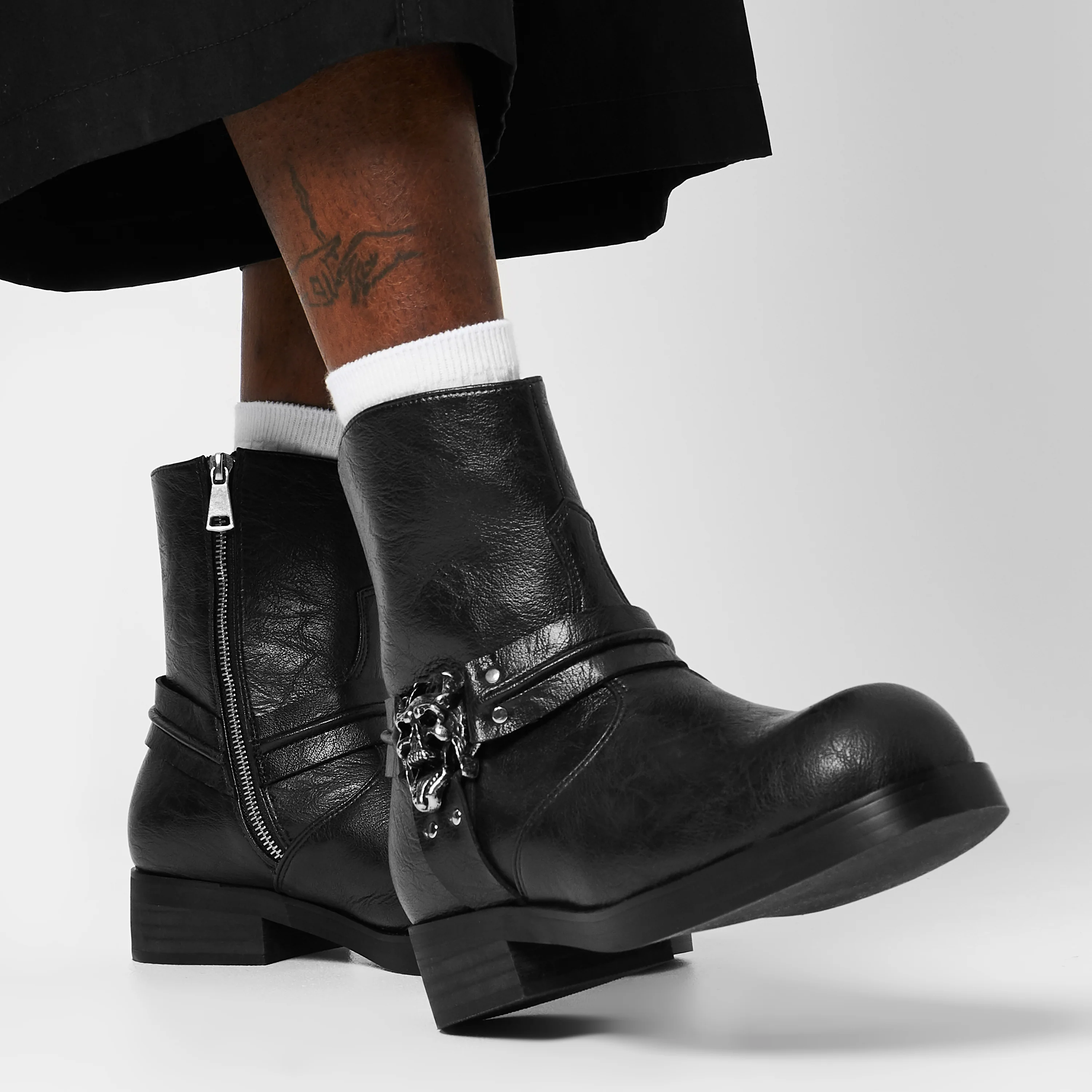 Legion Men's Stacked Hardware Biker Boots - Vintage Black - Image 3