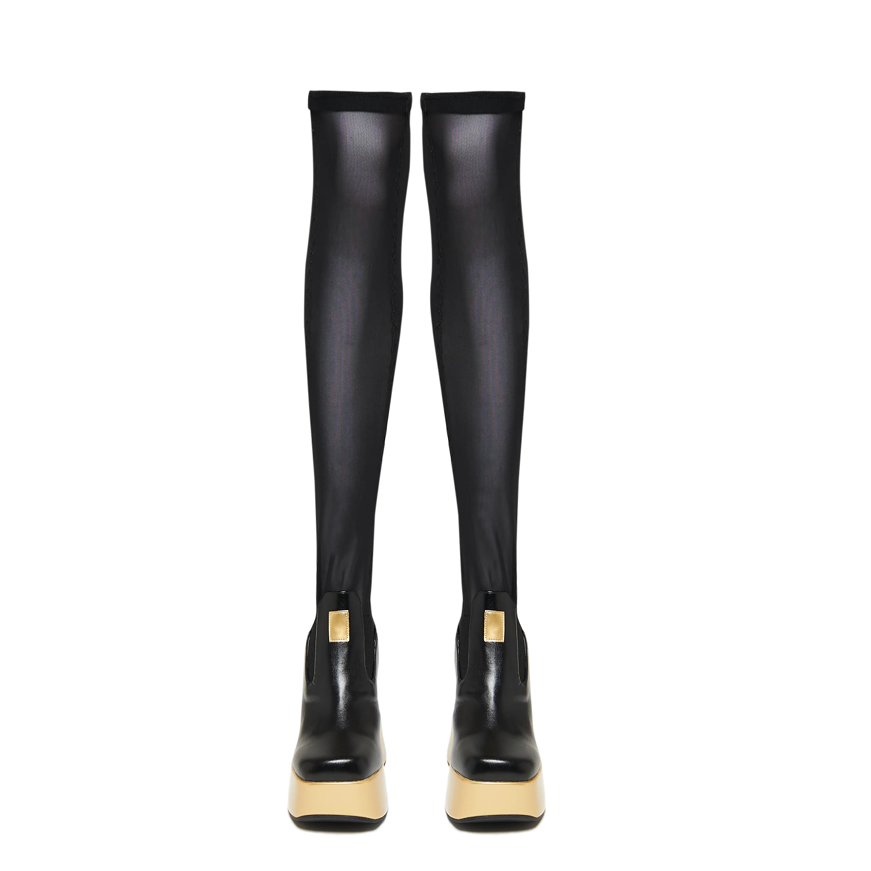 Megurine Luka Platform Fishnet Boots - Black - Image 4