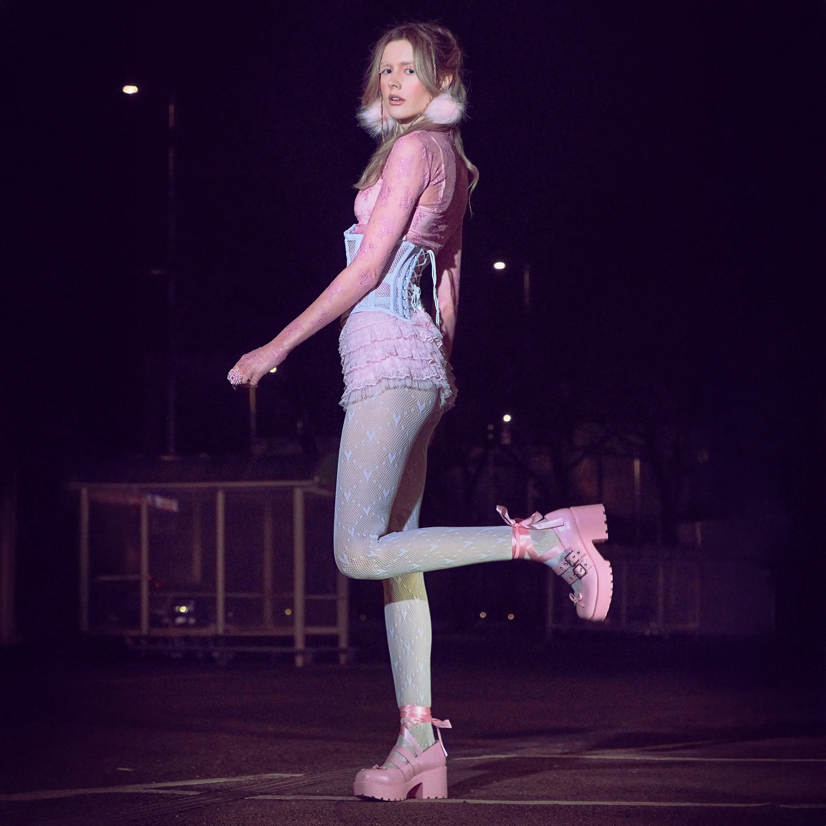 Miyako Lace Up Ballet Shoes - Pink - Image 4