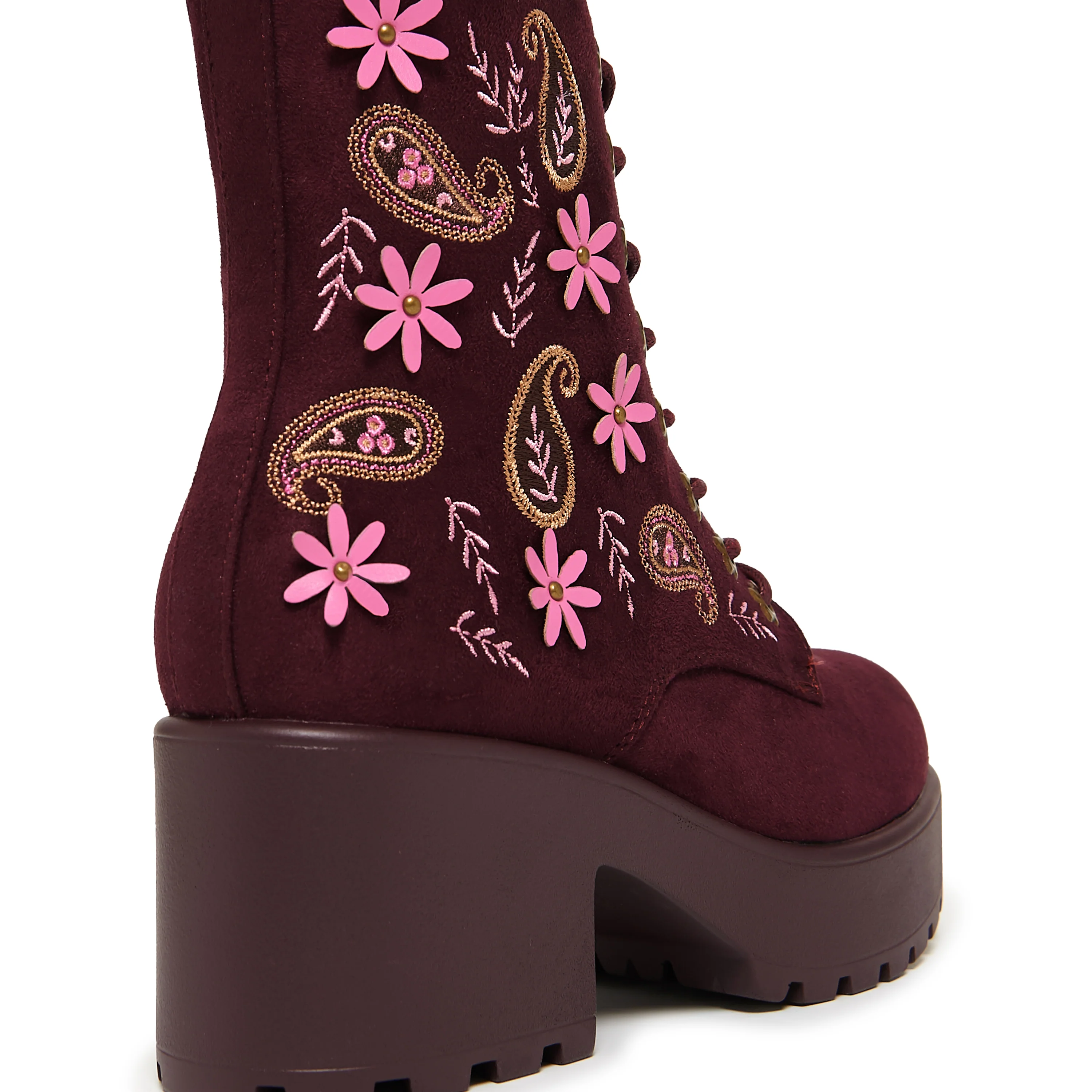 Moonlit Ember Suede Lace Up Boots- Brown - Image 3