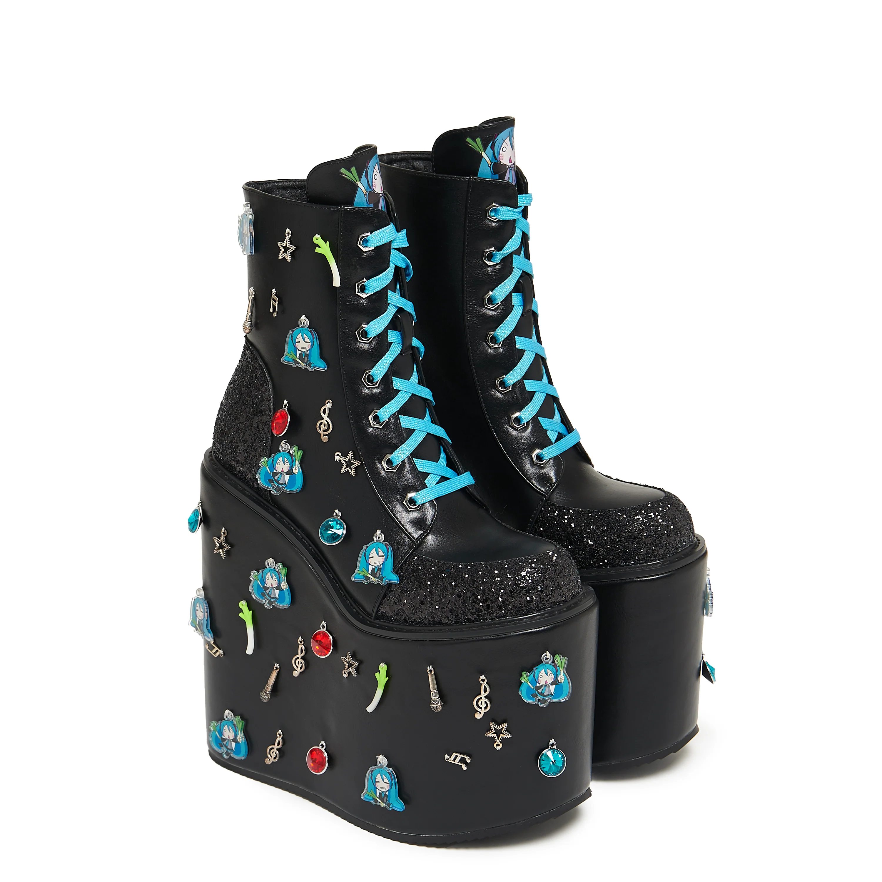 Musical Leek Miku Mega Platform Charm Boots - Image 2